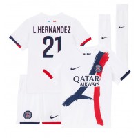 Echipament fotbal Paris Saint-Germain Lucas Hernandez #21 Tricou Deplasare 2024-25 pentru copii maneca scurta (+ Pantaloni scurti)